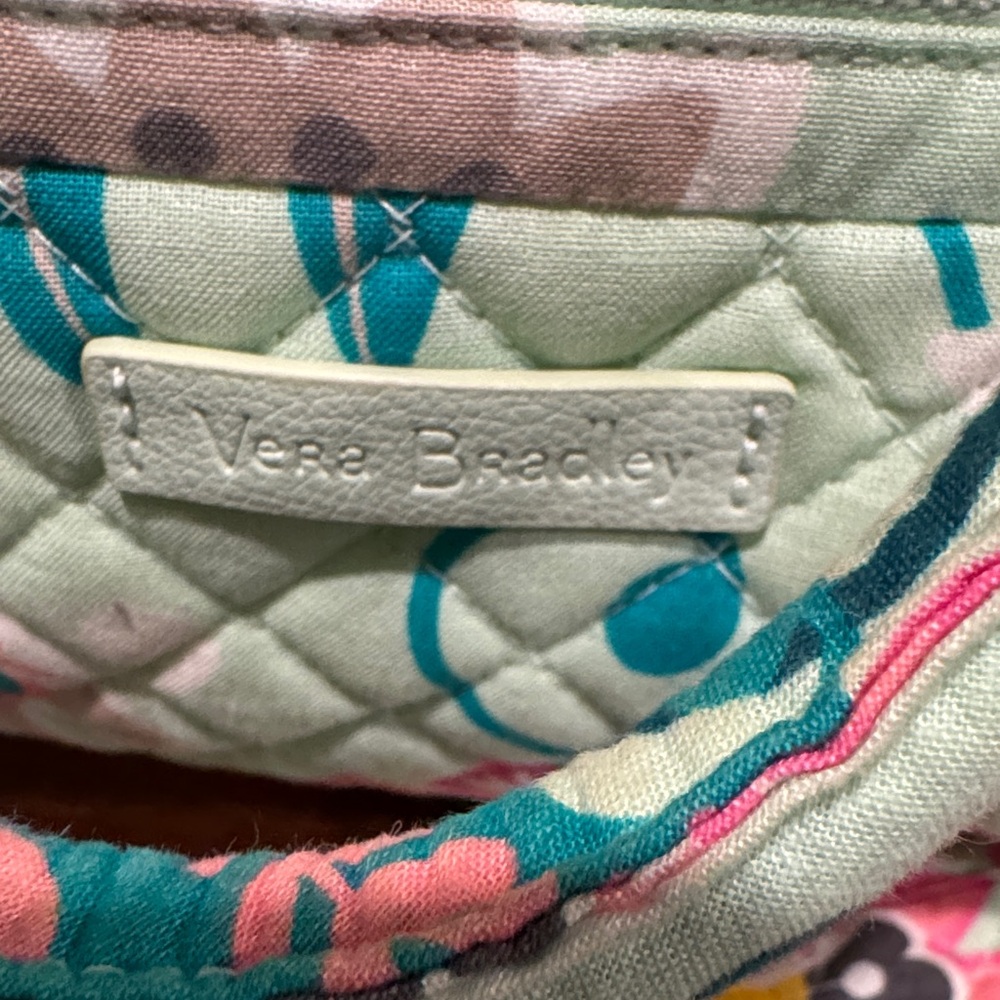 Vera Bradley Quilted Bag - Mint Green and Pink Floral FAST SHIP - Picture 2 of 4